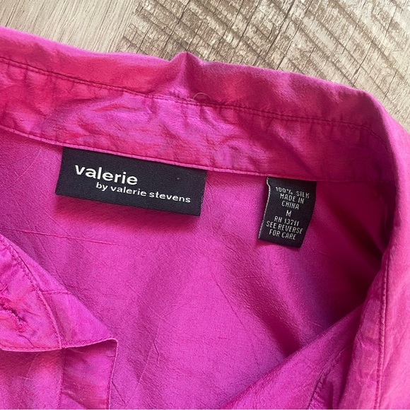 90s SILK Magenta Button Down Shirt - Picture 2 of 4